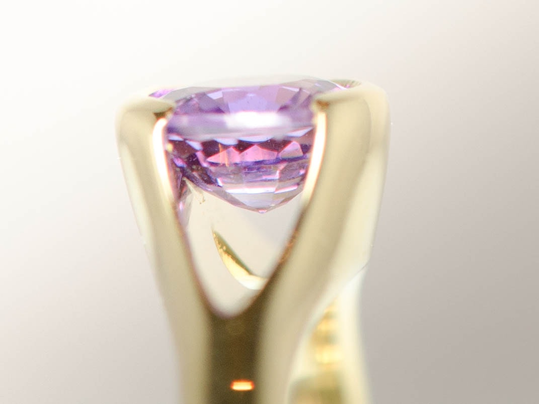 Custom diamond engagement ring — solitaire with pavé band