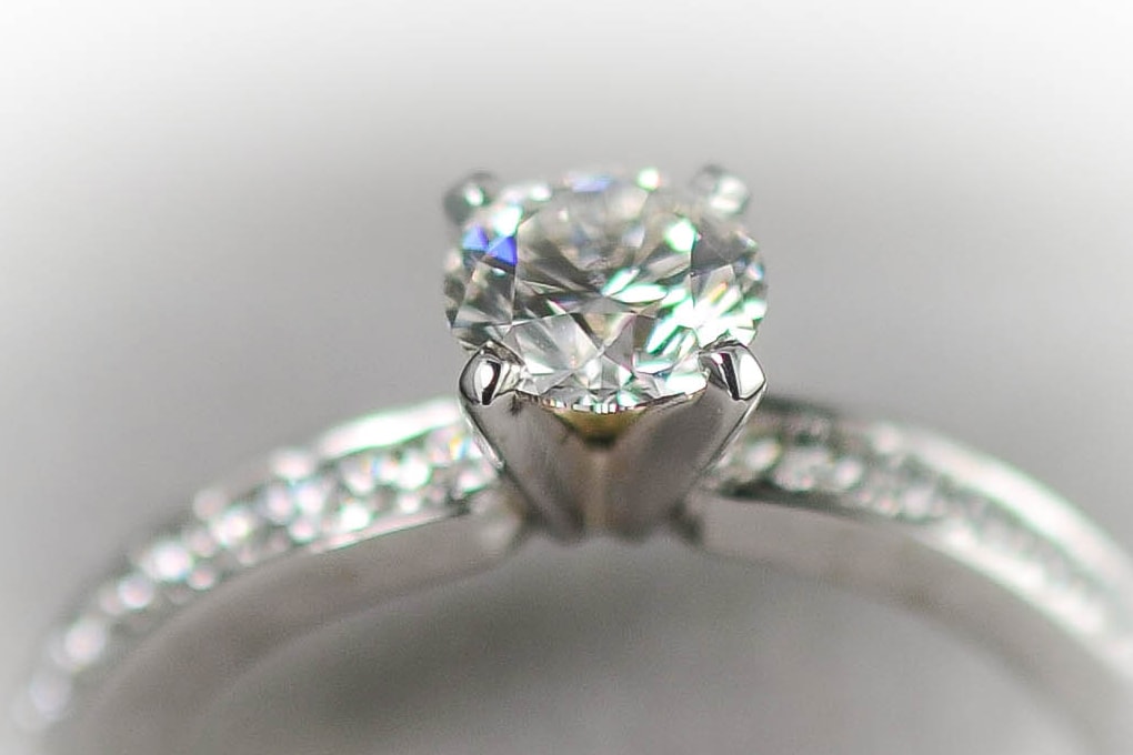 Halo engagement ring with Canadian diamond